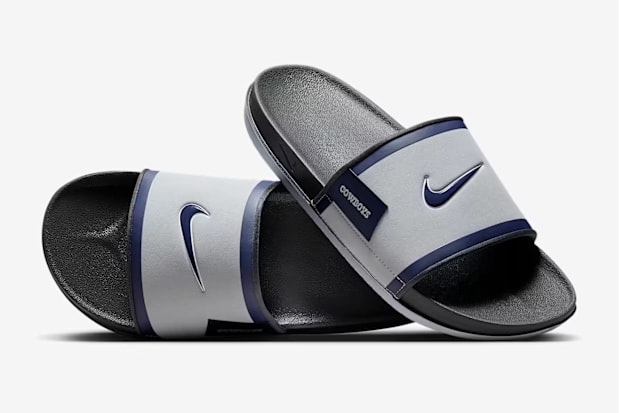 Nike slides in Dallas Cowboys colors.