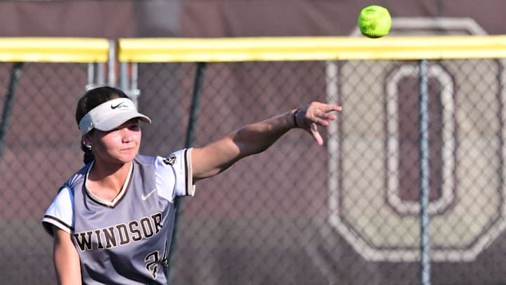 Windor's Tyaleatha Schenck throws the ball back into the infield during a playoff game against Festus on Oct. 19. Windor's Tyaleatha Schenck throws the ball back into the infield during a playoff game against Festus on Oct. 19.