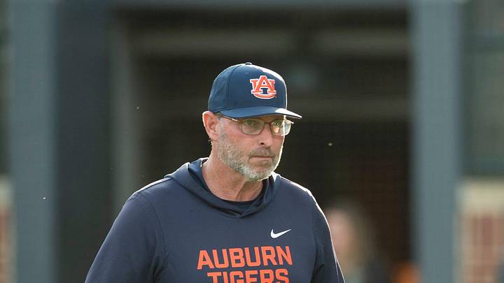 Auburn Tigers head coach Butch Thompson as Auburn Tigers take on Arkansas Razorbacks at Plainsman Park in Auburn, Ala. on Friday, April 3, 2026. Arkansas Razorbacks defeated Auburn Tigers 3-2.