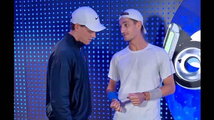 Terence Atmane gifted Jannik Sinner a Pokémon card before their semifinal match at the Cincinnati Open | Screengrab via the Cincinnati Open (@CincyTennis) on X/Twitter