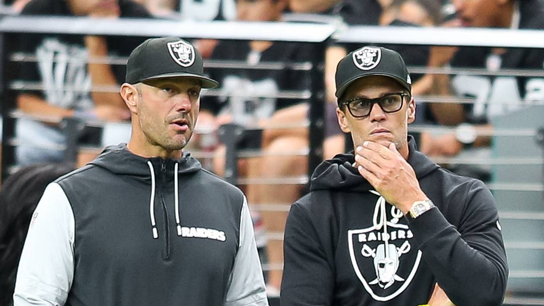 Las Vegas Raiders GM John Spytek, and minority owner Tom Brady
