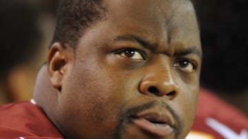 Aug 13, 2015; Cleveland, OH, USA; Washington Redskins defensive tackle Terrance Knighton (98) in a preseason NFL football game at FirstEnergy Stadium. Mandatory Credit: Ken Blaze-Imagn Images