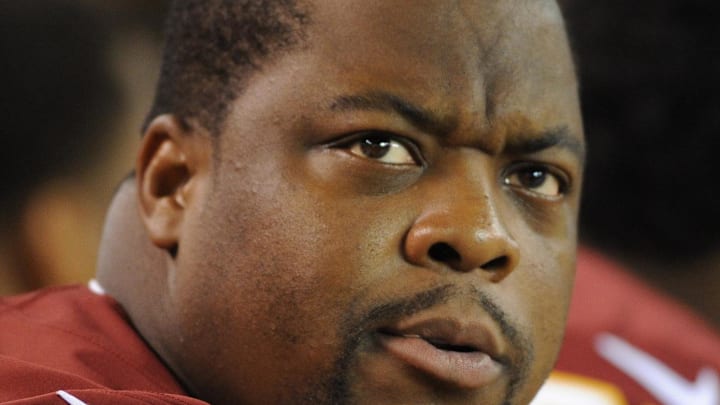 Aug 13, 2015; Cleveland, OH, USA; Washington Redskins defensive tackle Terrance Knighton (98) in a preseason NFL football game at FirstEnergy Stadium. Mandatory Credit: Ken Blaze-Imagn Images