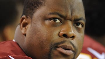 Aug 13, 2015; Cleveland, OH, USA; Washington Redskins defensive tackle Terrance Knighton (98) in a preseason NFL football game at FirstEnergy Stadium. Mandatory Credit: Ken Blaze-Imagn Images