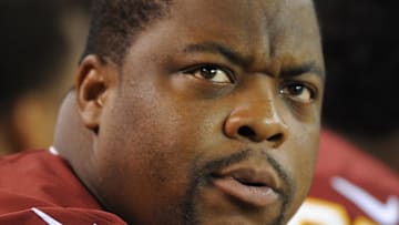 Aug 13, 2015; Cleveland, OH, USA; Washington Redskins defensive tackle Terrance Knighton (98) in a preseason NFL football game at FirstEnergy Stadium. Mandatory Credit: Ken Blaze-Imagn Images