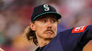 Seattle Mariners pitcher Bryce Miller throws during a game against the Boston Red Sox on April 22 at Fenway Park.