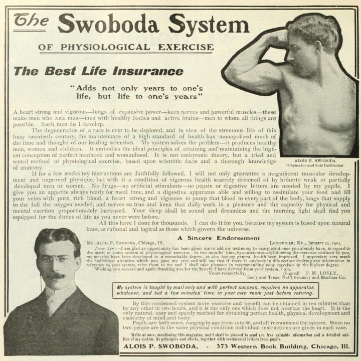 An advertisement for the Swoboda Exercise System.