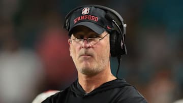 Stanford Cardinal interim head coach Frank Reich against the Miami Hurricanes at Hard Rock Stadium. 