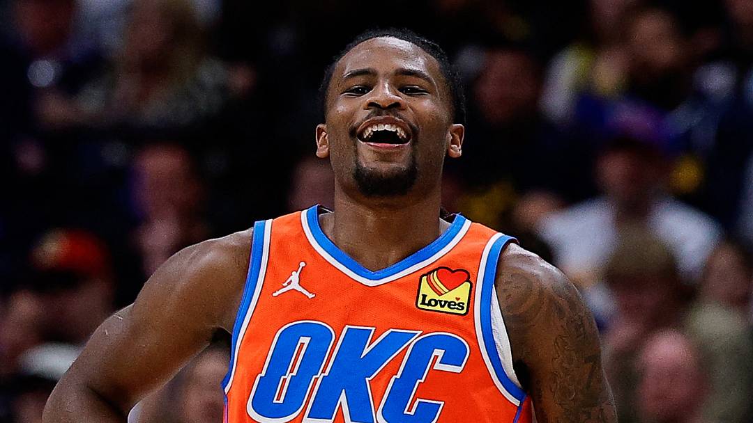 Feb 1, 2026; Denver, Colorado, USA; Oklahoma City Thunder guard Cason Wallace (22) reacts after a play in the third quarter against the Denver Nuggets at Ball Arena. Mandatory Credit: Isaiah J. Downing-Imagn Images Feb 1, 2026; Denver, Colorado, USA; Oklahoma City Thunder guard Cason Wallace (22) reacts after a play in the third quarter against the Denver Nuggets at Ball Arena. Mandatory Credit: Isaiah J. Downing-Imagn Images