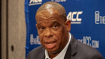 North Carolina head coach Hubert Davis at the 2025 ACC Tipoff