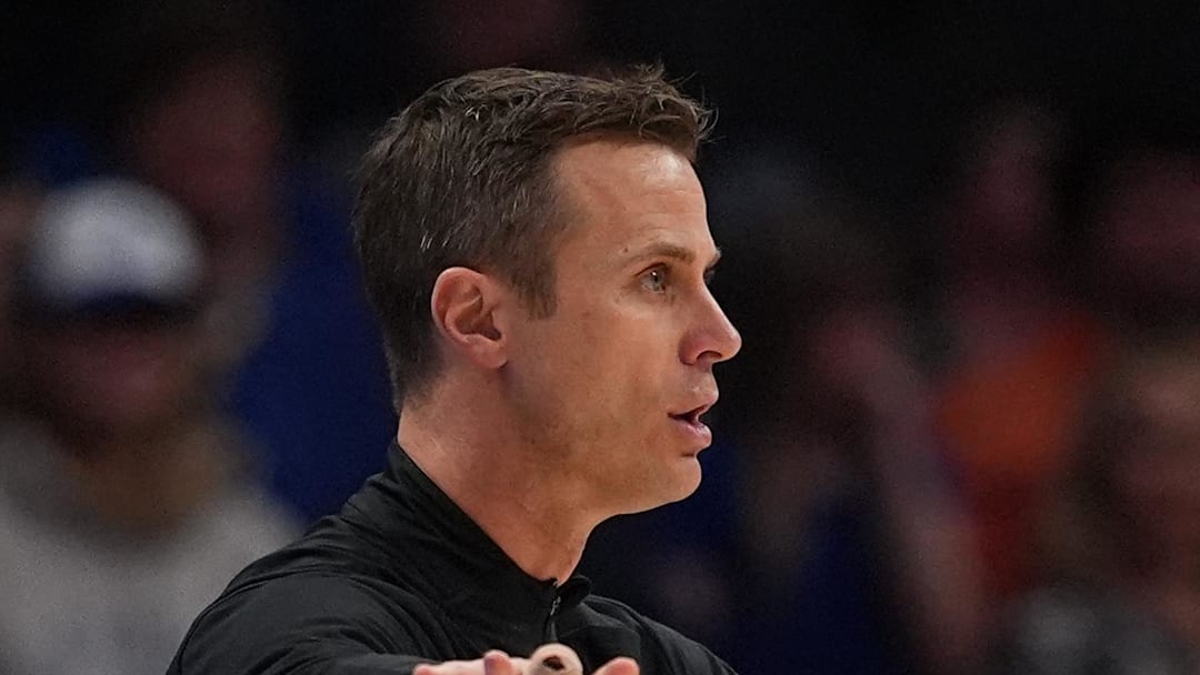 Mar 13, 2026; Charlotte, NC, USA; Duke Blue Devils head coach Jon Scheyer signals to his team late during the second half against the Clemson Tigers at Spectrum Center. Mandatory Credit: Jim Dedmon-Imagn Images