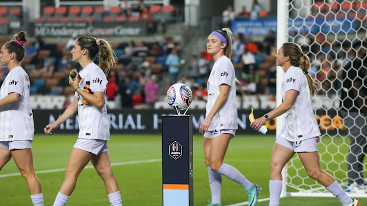 Racing Louisville in action during the 2024 NWSL season. Racing Louisville in action during the 2024 NWSL season.
