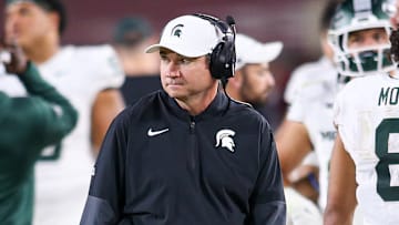 Jonathan Smith patrols the sidelines during Michigan State's game at USC on Sept. 20, 2025.