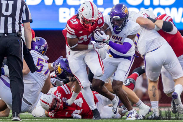 Nebraska running back Dante Dowdell rushes for a short gain against Northern Iowa.