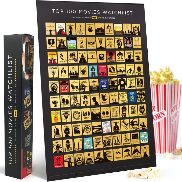 The IMDb Top 100 Movie Scratch-Off Poster is pictured