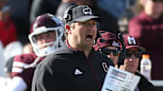 Mississippi State Bulldogs coach Jeff Lebby looks on in the second half against the Ole Miss Rebels at Davis Wade Stadium at Scott Field.
