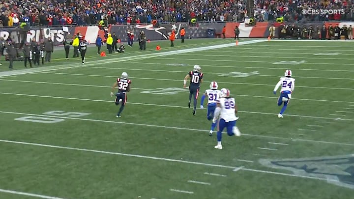 Drake Maye led the way for TreVeyon Henderson. Drake Maye led the way for TreVeyon Henderson.