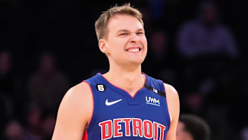 Oct 4, 2022; New York, New York, USA;  Detroit Pistons guard Buddy Boeheim (27) at Madison Square
