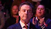 St. John's Red Storm head coach Pitino applauds during the lineup introductions against the Marquette Golden Eagles at Madison Square Garden. 