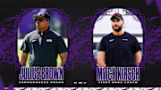 Newly promoted coaches Julius Brown (cornerbacks) and Mitch Kirsch (tight ends). 