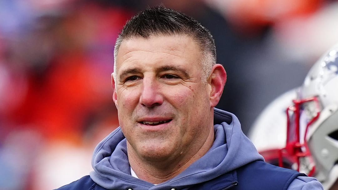 Jan 25, 2026; Denver, CO, USA;New England Patriots head coach Mike Vrabel before the 2026 AFC Championship Game at Empower Field at Mile High. Mandatory Credit: Ron Chenoy-Imagn Images