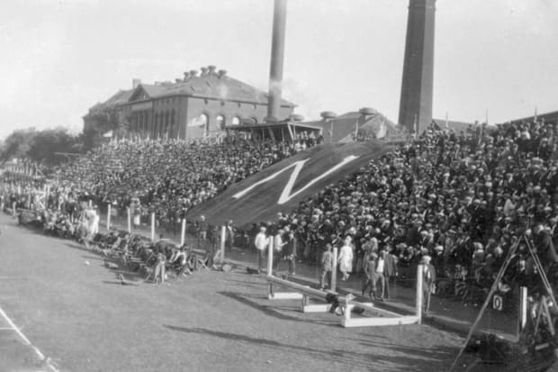 A portion of the crowd at Nebraska Field for the Huskers' 1922 game against Missouri.