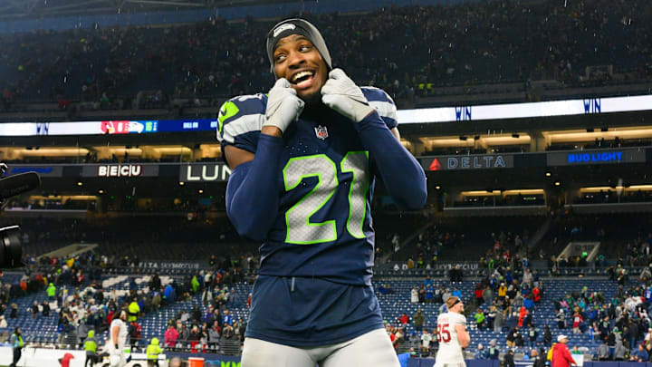 Nov 24, 2024; Seattle, Washington, USA; Seattle Seahawks cornerback Devon Witherspoon (21) walks off the field after the game against the Arizona Cardinals at Lumen Field. Nov 24, 2024; Seattle, Washington, USA; Seattle Seahawks cornerback Devon Witherspoon (21) walks off the field after the game against the Arizona Cardinals at Lumen Field.