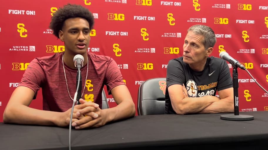 USC freshman Alijah Arenas and head coach Eric Musselman.  | USC.