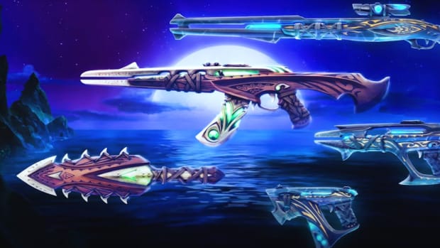 The five available weapon skins in Holomoku Collection.