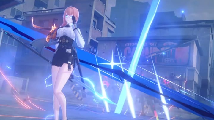 Zenless Zone Zero screenshot of Yanagi walking while touching her glasses.