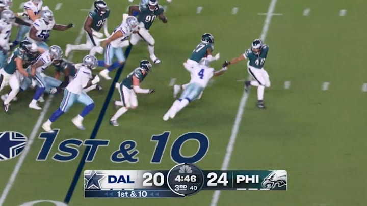 Dak Prescott saved his team a touchdown with an athletic tackle.