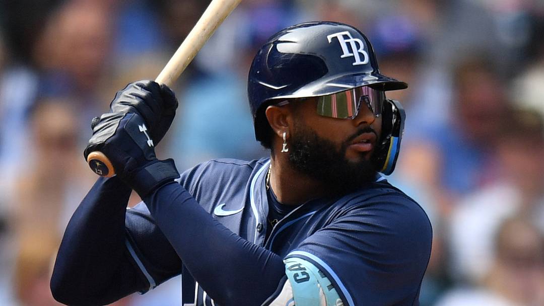 Sep 13, 2025; Chicago, Illinois, USA; Tampa Bay Rays third baseman Junior Caminero (13) at bat against the Chicago Cubs during a game at Wrigley Field. Mandatory Credit: Patrick Gorski-Imagn Images