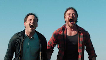 L to R: Ben Dalton (Scoot McNairy) and Paddy (James McAvoy) in Speak No Evil, directed by James Watkins.