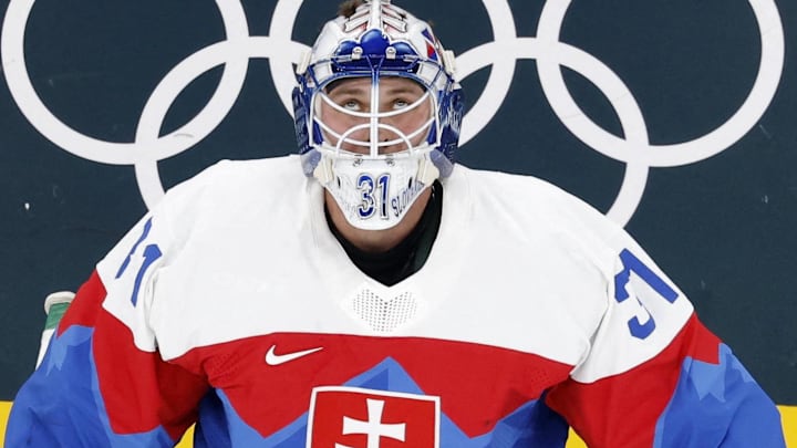 Slovakia goalie Samuel Hlavaj helped shut down a heavily favored Finland team, and he happens to be a Minnesota Wild prospect. (Mandatory Credit: David W Cerny/Reuters via Imagn Images)