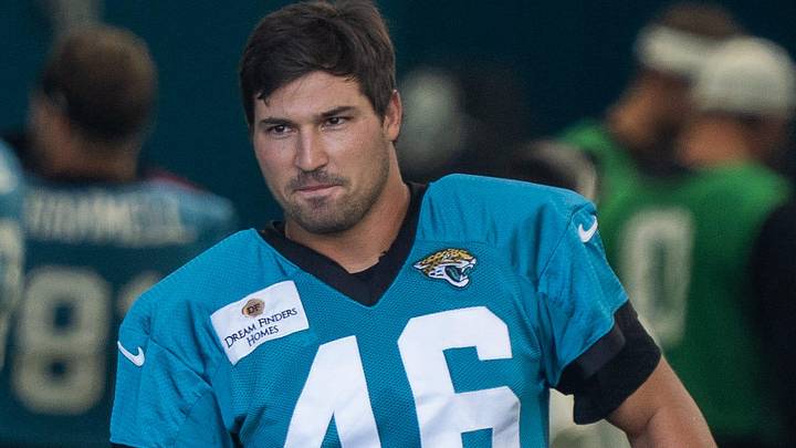 Jacksonville Jaguars long snapper Ross Matiscik (46) walks on to the field during the Jaguar’s 12th NFL training camp session at the Miller Electric Center, Thursday, Aug. 7, 2025, in Jacksonville, Fla. [Doug Engle/Florida Times-Union]