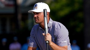 Former SMU golfer Bryson DeChambeau lines up a putt on the third hole during the second round of the U.S. Open golf tournament at Pinehurst No. 2. on Friday.