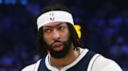Dallas Mavericks forward Anthony Davis reacts during the second quarter against the Memphis Grizzlies.