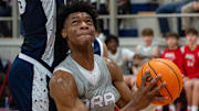 Madison-Ridgeland Academy Patriots' small and power forward Ashton Magee (1) prepares to go for the basket during the game against the Jackson Academy Raiders at MRA in Madison, Miss., on Thursday, Feb. 1, 2024.