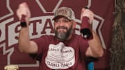 Matt Mitchell's "Mississippi State" football character ringing cowbells in the Week 4 SEC Roll Call episode.