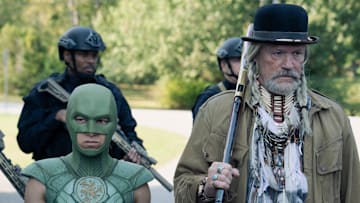 Steve Agee, Michael Rooker in Peacemaker season 2 episode 4. 