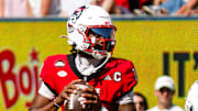 Oct 4, 2025; Raleigh, North Carolina, USA;  NC State Wolfpack quarterback CJ Bailey (11) prepares to throw the ball during the first half of the game against Campbell Fighting Camels at Carter-Finley Stadium. Mandatory Credit: Jaylynn Nash-Imagn Images