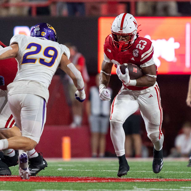 Nebraska running back Dante Dowdell rushes for a short gain against Northern Iowa.