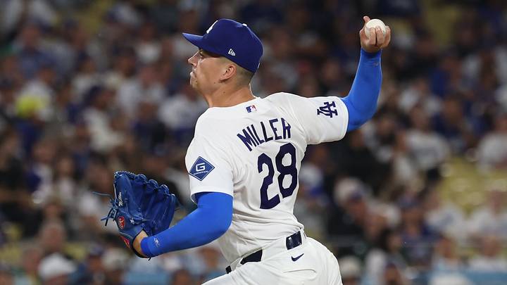 Los Angeles Dodgers pitcher Bobby Miller (28) pitches