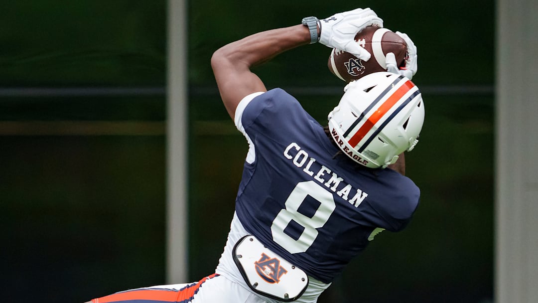 Auburn Tigers sophomore wide receiver Cam Coleman makes the spectacular look routine in practice, and he carries it over to game day.
