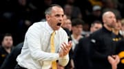 Iowa head coach Ben McCollum reacts during a basketball game against the Xavier Musketeers Nov. 14, 2025 at Carver-Hawkeye Arena in Iowa City, Iowa