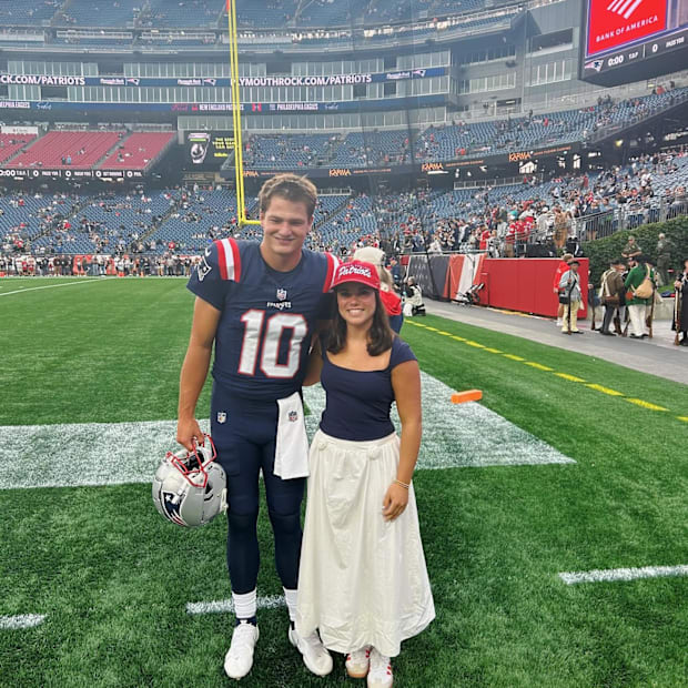 Drake Maye's wife Ann reveals TNF furry fit 'that has nothing to do with Patriots'