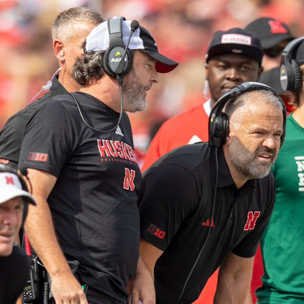 Nebraska defensive coordinator John Butler and head coach Matt Rhule.