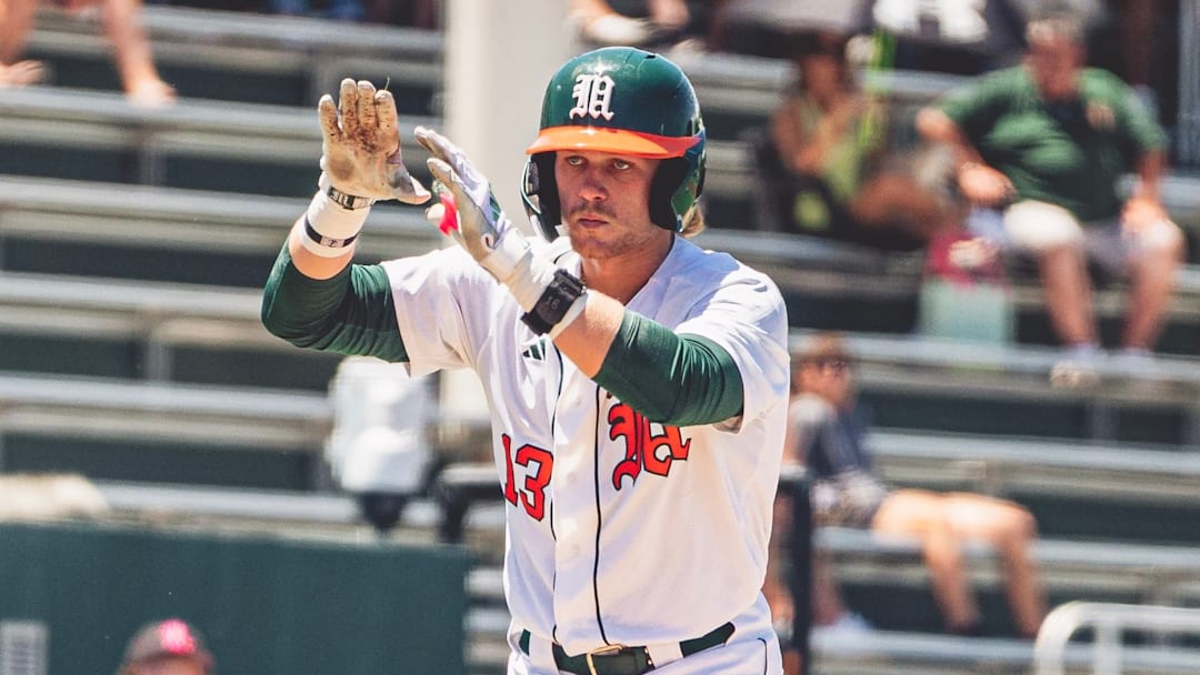 Miami Hurricanes catcher/first baseman Alex Sosa against Louisville