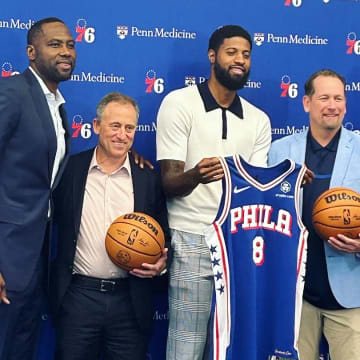 Elton Brand, Josh Harris, Nick Nurse, and Daryl Morey introduce Paul George as the latest star to join the Philadelphia 76ers. 