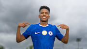 Estêvão in positive mood after reporting for pre-season duty at Chelsea's Cobham training base.